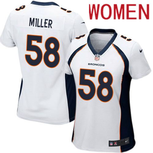 Women Denver Broncos 58 Von Miller Nike White Game Player NFL Jersey